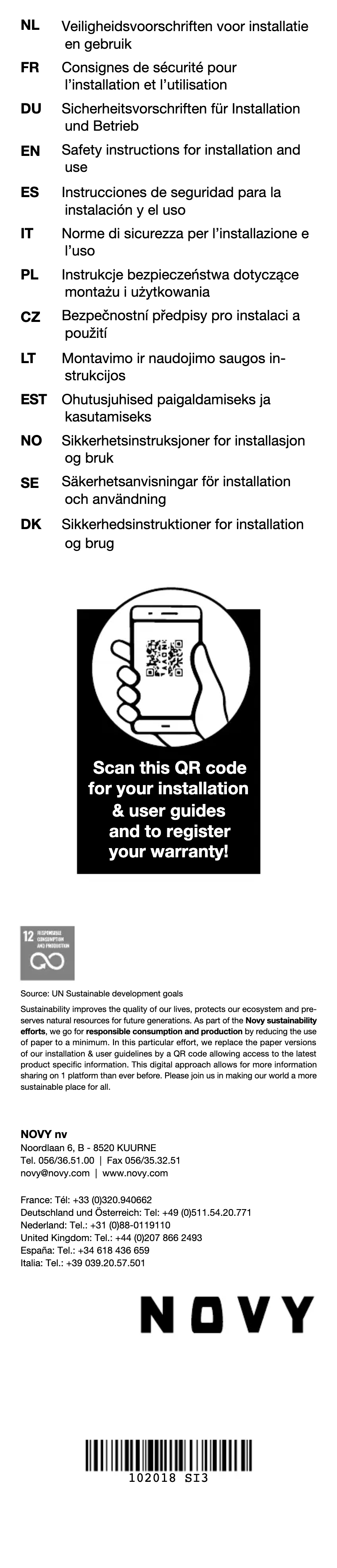 Page 1 de la notice Instructions / montage Novy 3711