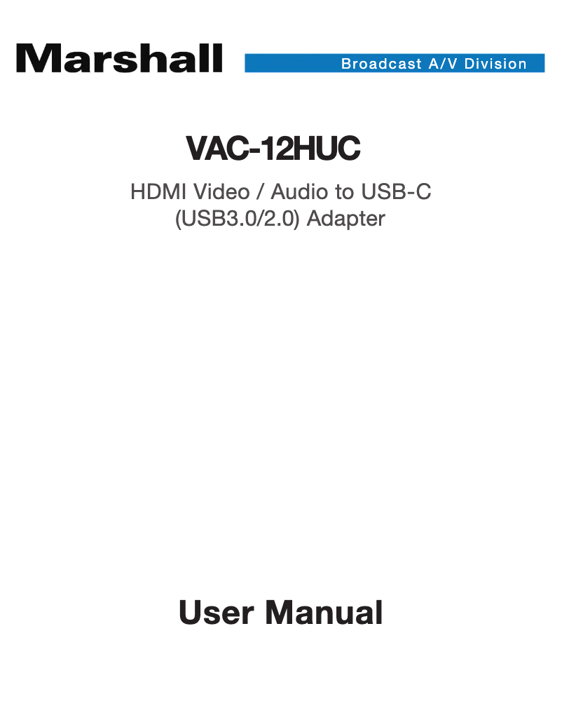 Image de la première page du manuel de l'appareil VAC-12HUC