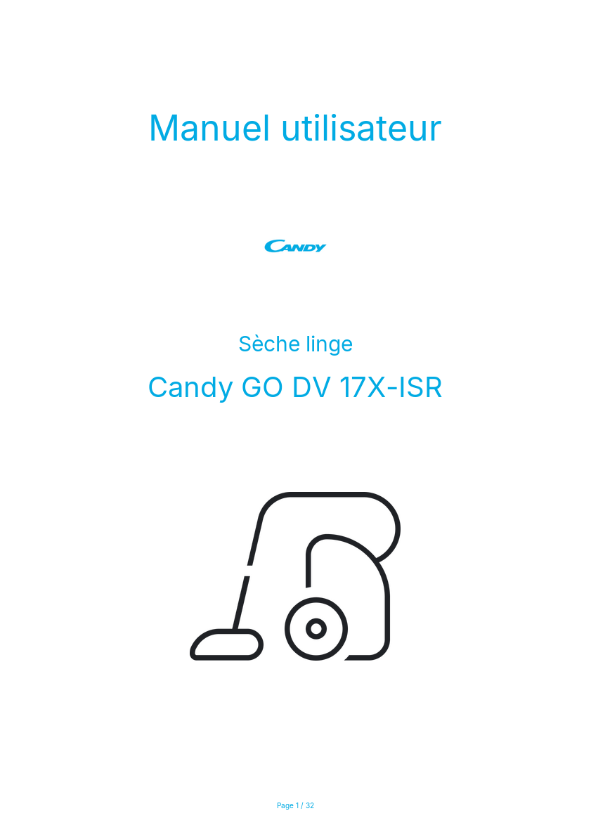Page n°1 - Manuel utilisateur Candy GO DV 17X-ISR