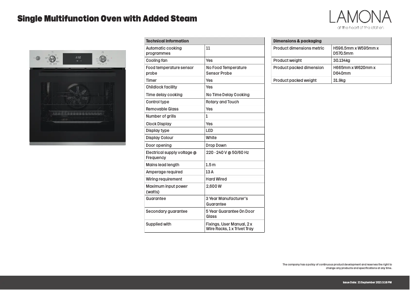 Page n°1 - Fiche technique Lamona LAM3802