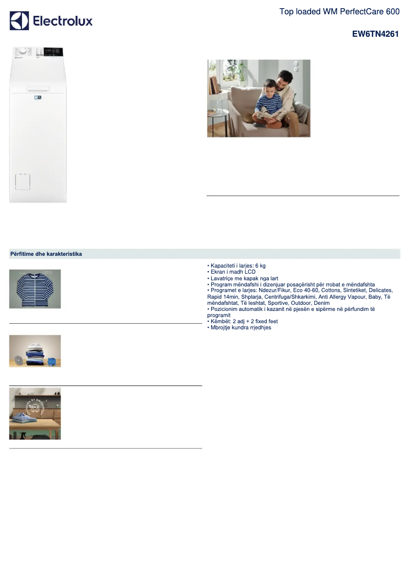 Page n°1 - Fiche technique Electrolux EW6TN4261