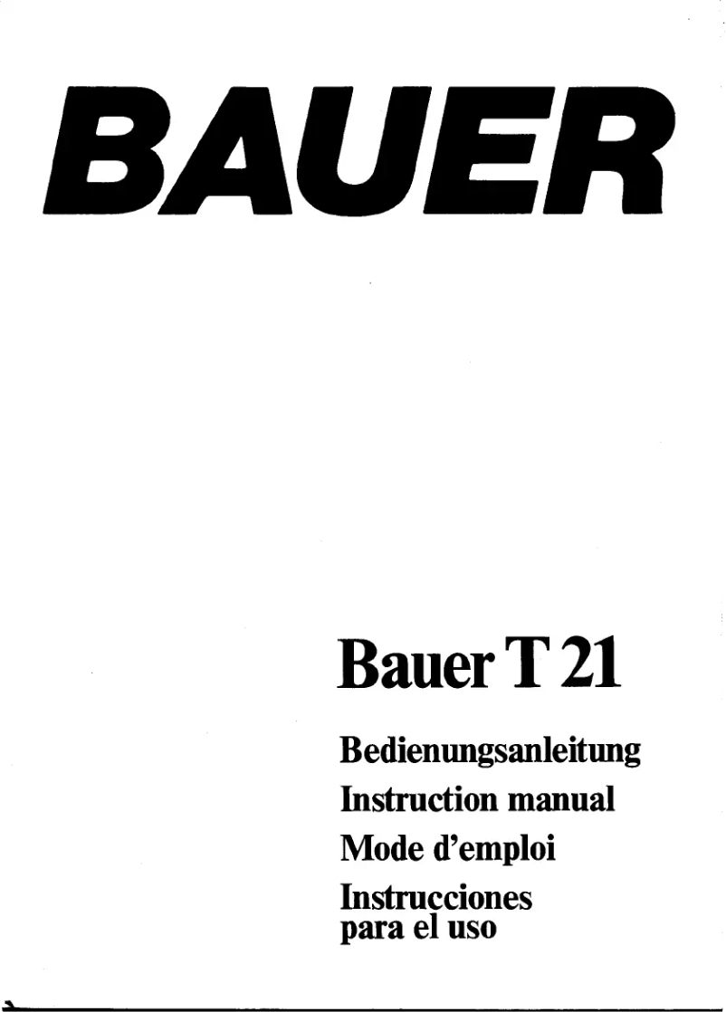 Page n°1 - Manuel utilisateur Bauer T21