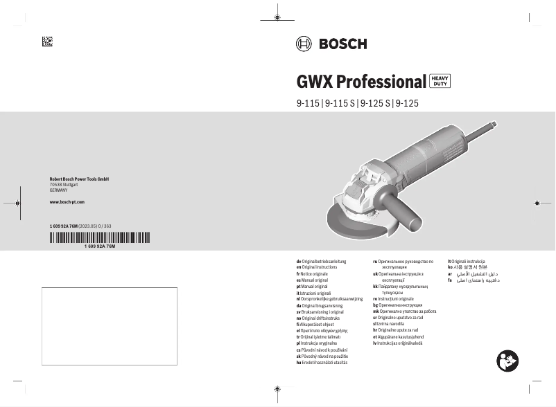 Page n°1 - Manuel utilisateur Bosch GWX 9-115 S Professional