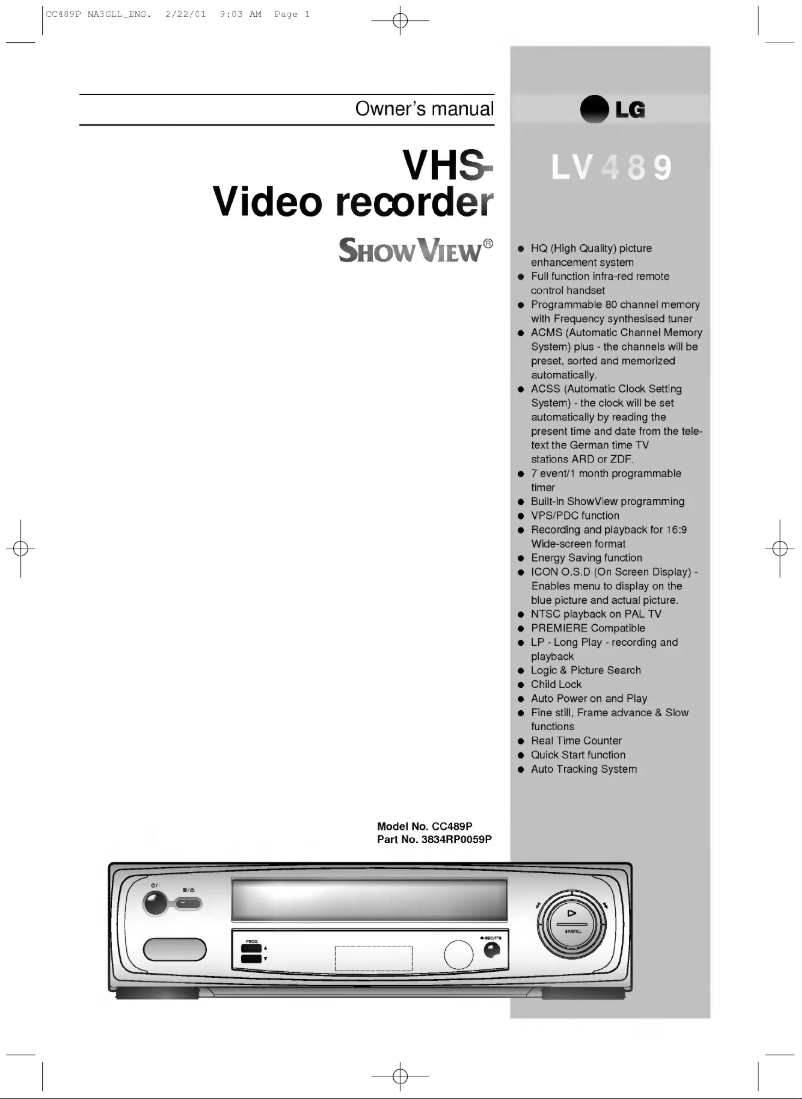 Image de la première page du manuel de l'appareil ShowView LV489