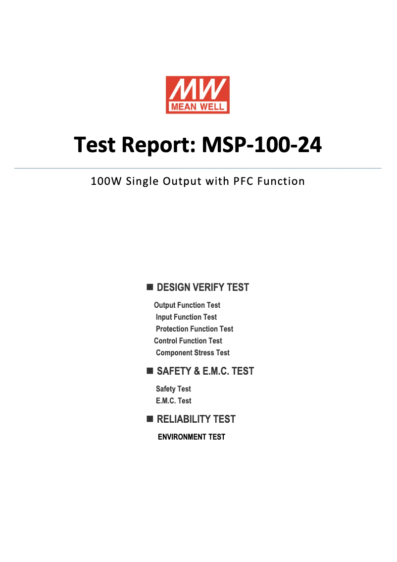 Page n°1 - Fiche technique Mean Well MSP-100-24