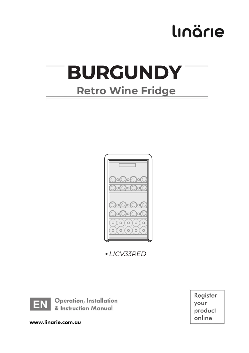 Image de la première page du manuel de l'appareil Burgundy LICV33RED