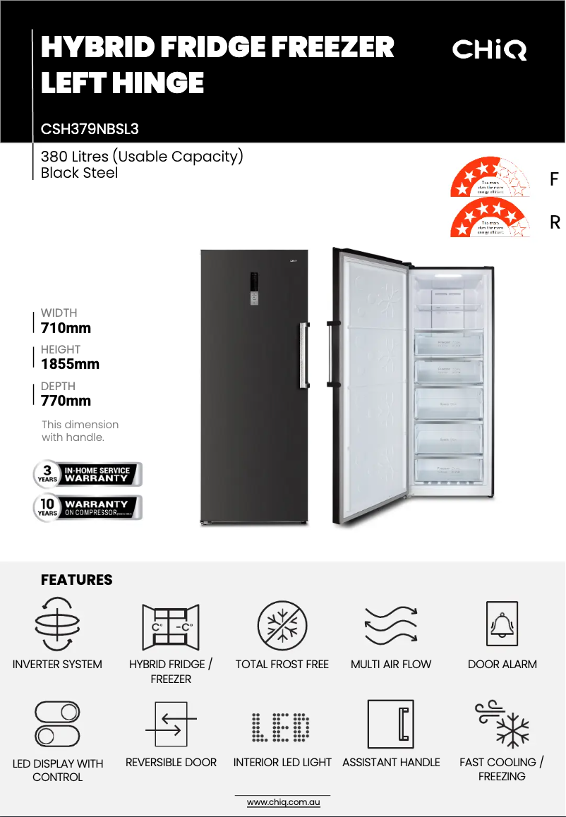 Page 1 de la notice Fiche technique CHiQ CSH379NBSL3