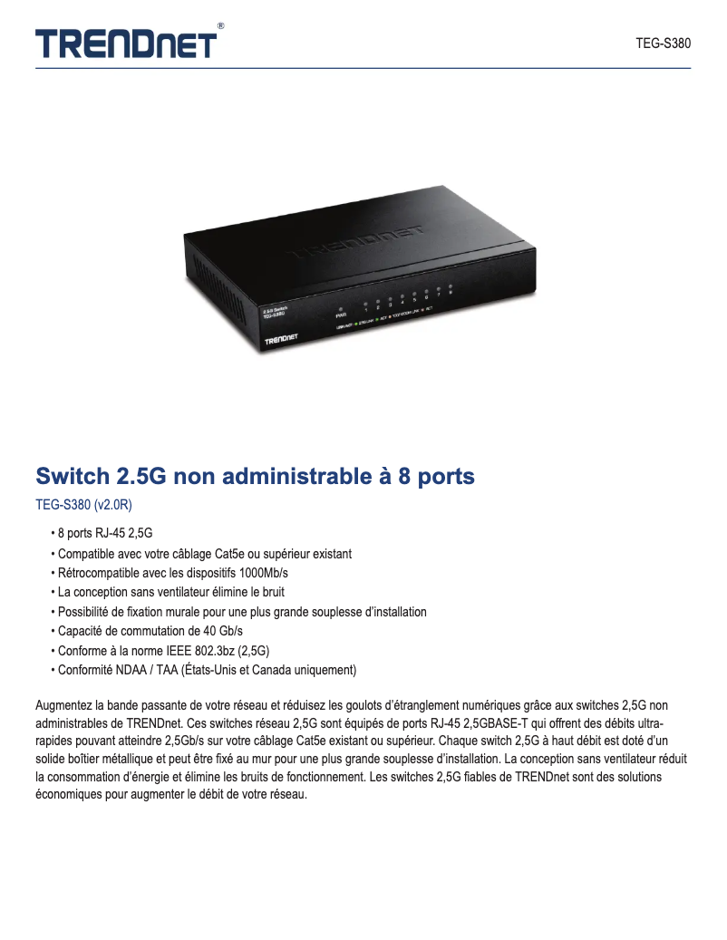 Image de la première page du manuel de l'appareil TEG-S380