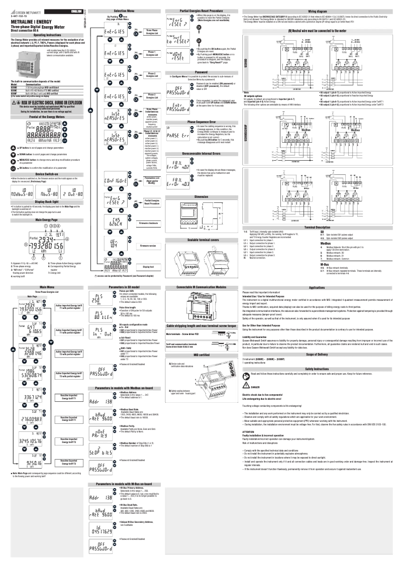 Page 1 de la notice Manuel utilisateur Gossen Metrawatt METRALINE ENERGY U289 Direct