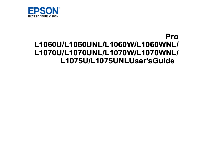 Page 1 de la notice Manuel utilisateur Epson Pro L1070WNL