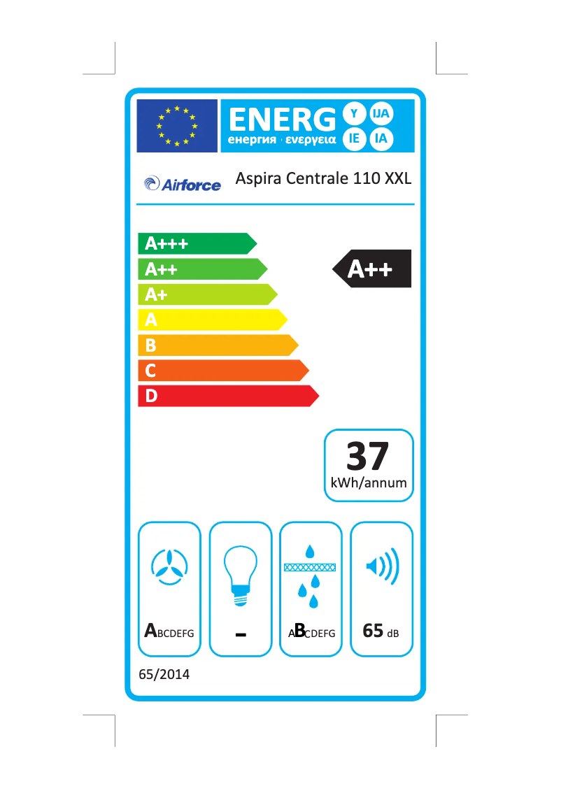 Page 1 de la notice Label énergétique Airforce Centrale 110 XXL