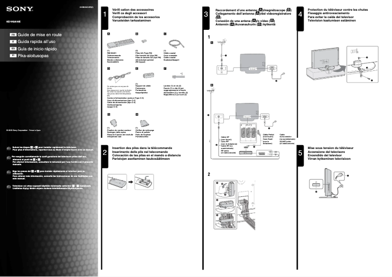 Page 1 de la notice Guide d'installation Sony KE-V42A10E
