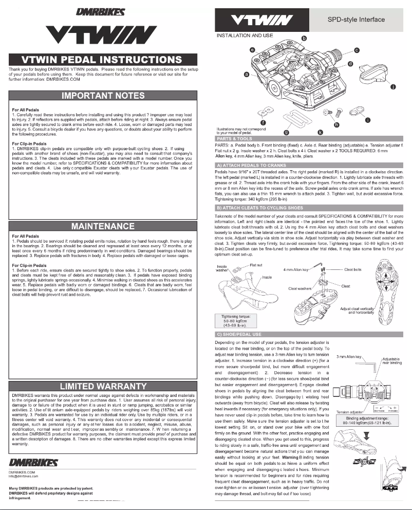 Image de la première page du manuel de l'appareil V-Twin