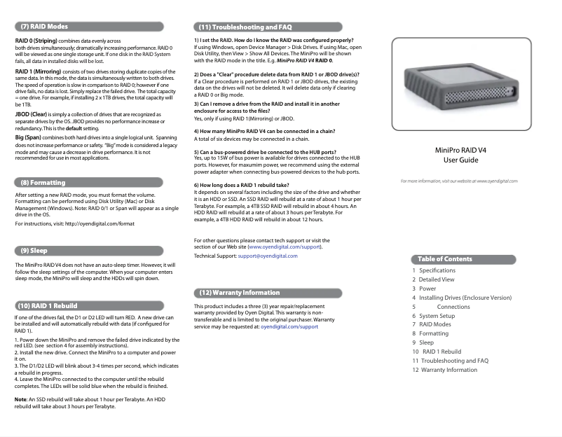 Image de la première page du manuel de l'appareil MiniPro RAID V4