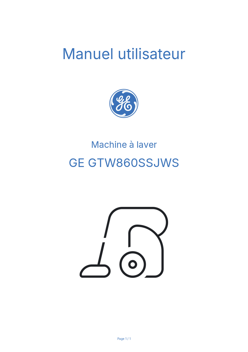 Image de la première page du manuel de l'appareil GTW860SSJWS