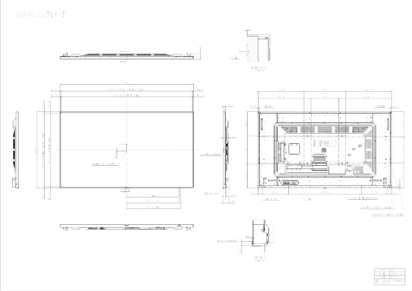 Page 1 de la notice Dessin technique NEC MultiSync V864Q
