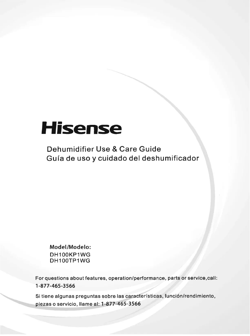 Page n°1 - Manuel d'utilisation et d'entretien Hisense DH100KP1WG