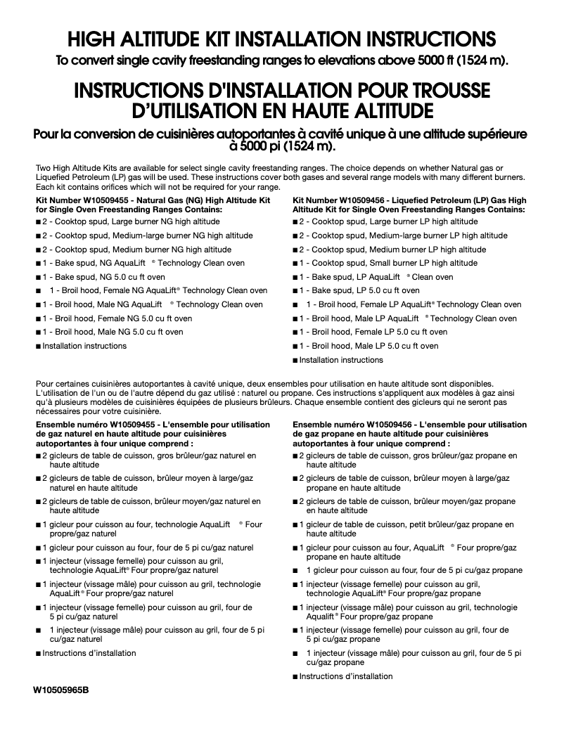 Image de la première page du manuel de l'appareil W10509456