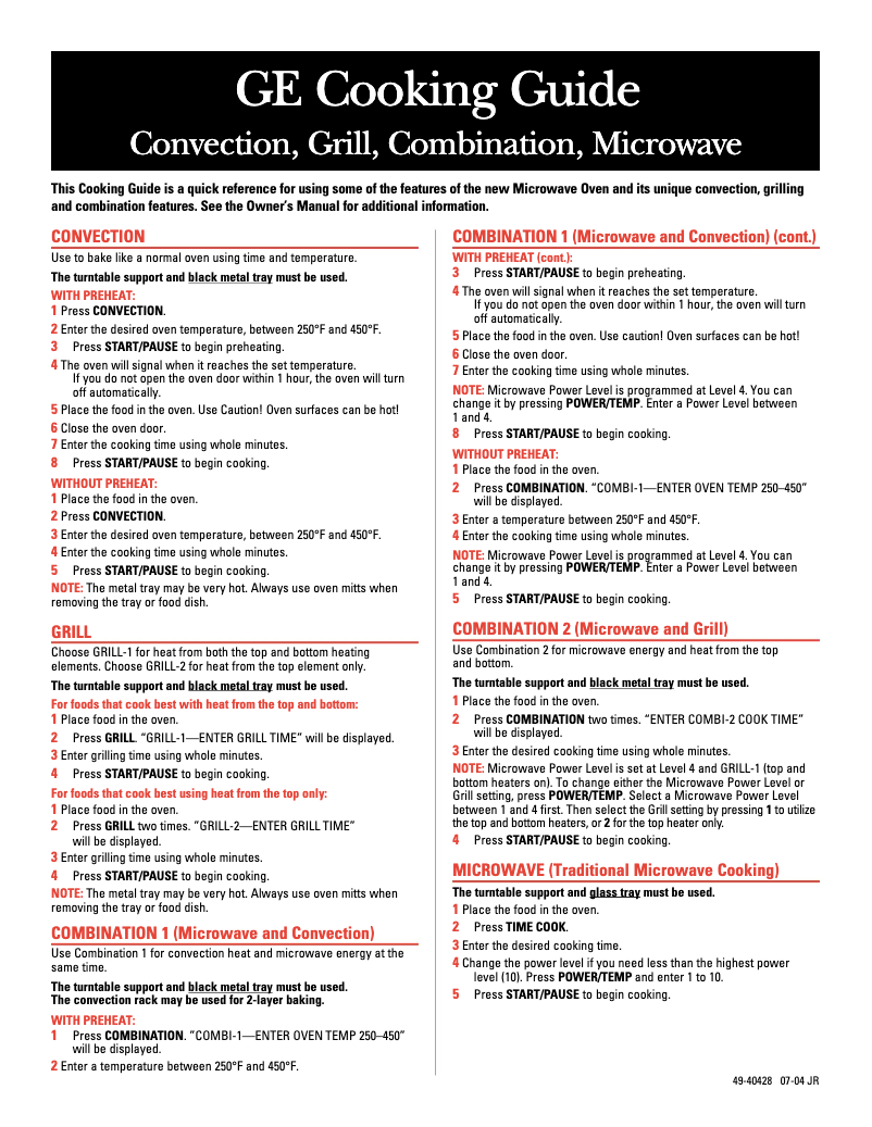 Page 1 de la notice Guide d'installation GE JES1290SK