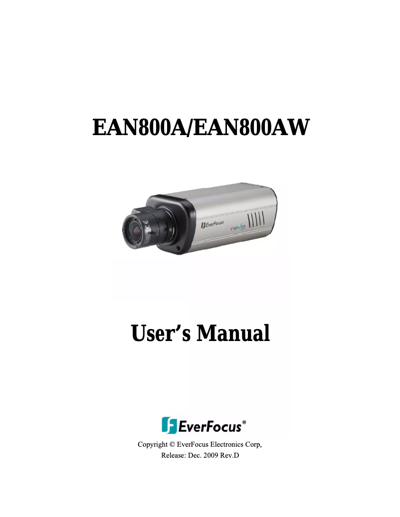 Image de la première page du manuel de l'appareil EAN800AW