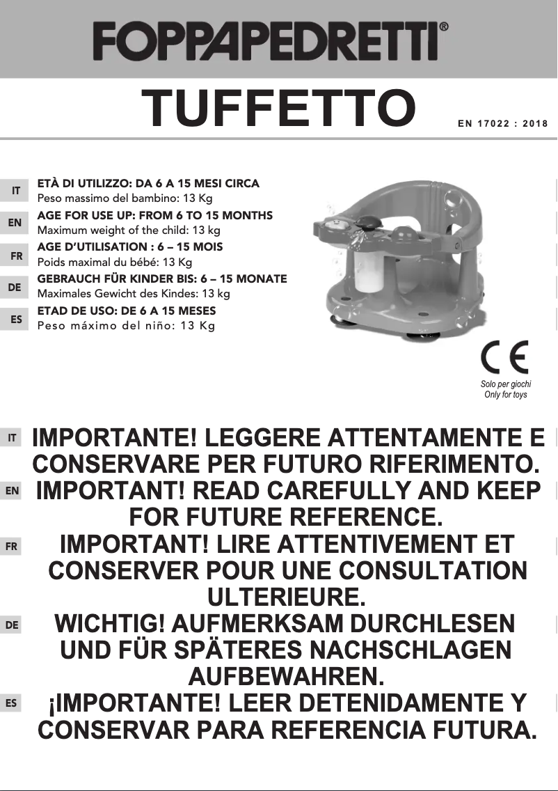 Page 1 de la notice Manuel utilisateur Foppapedretti Tuffetto