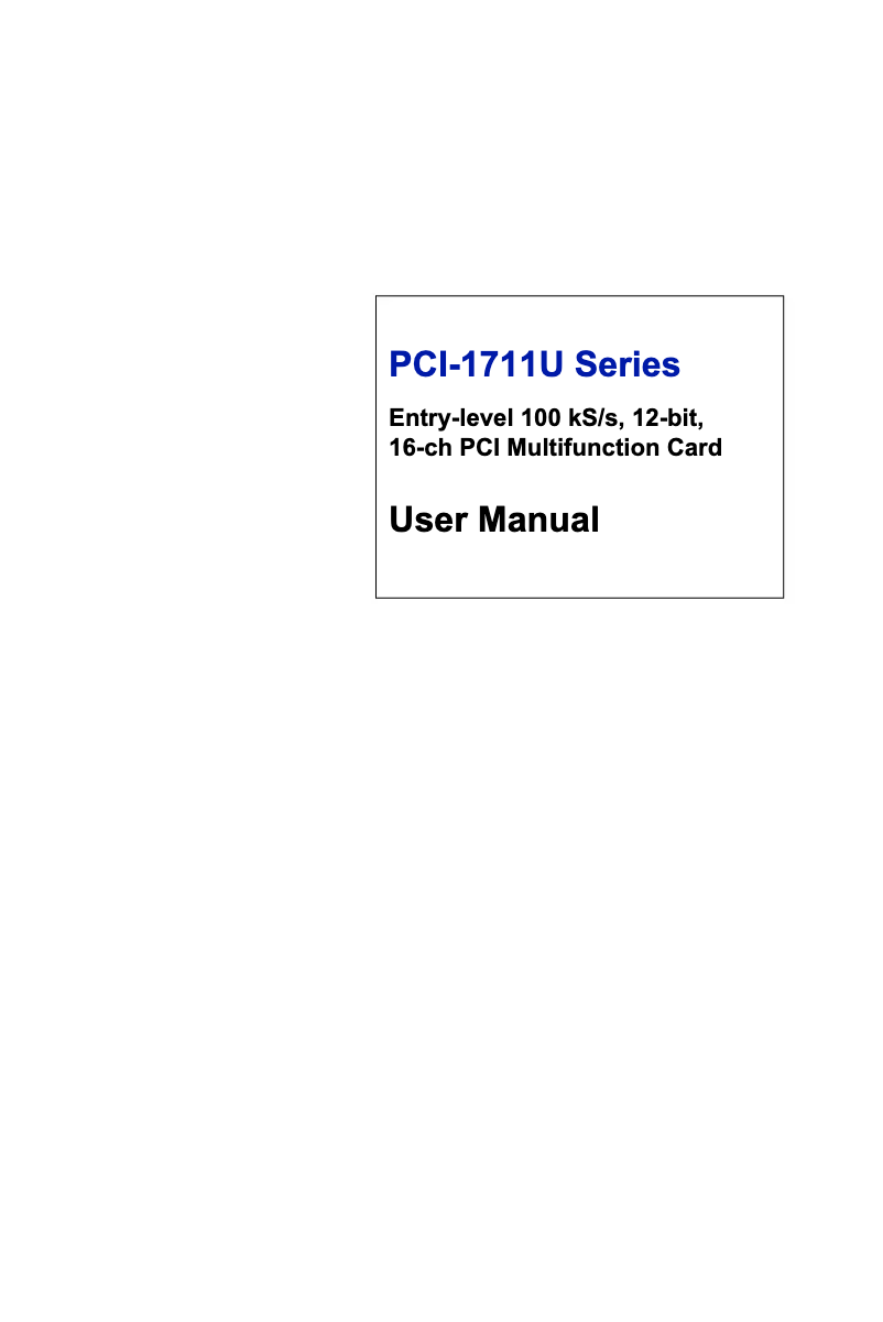 Page n°1 - Manuel utilisateur Advantech PCI-1711UL-CE