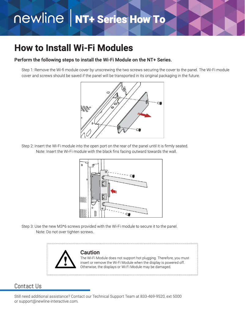 Page n°1 - Guide d'installation Newline TT-9823NT-PLUS