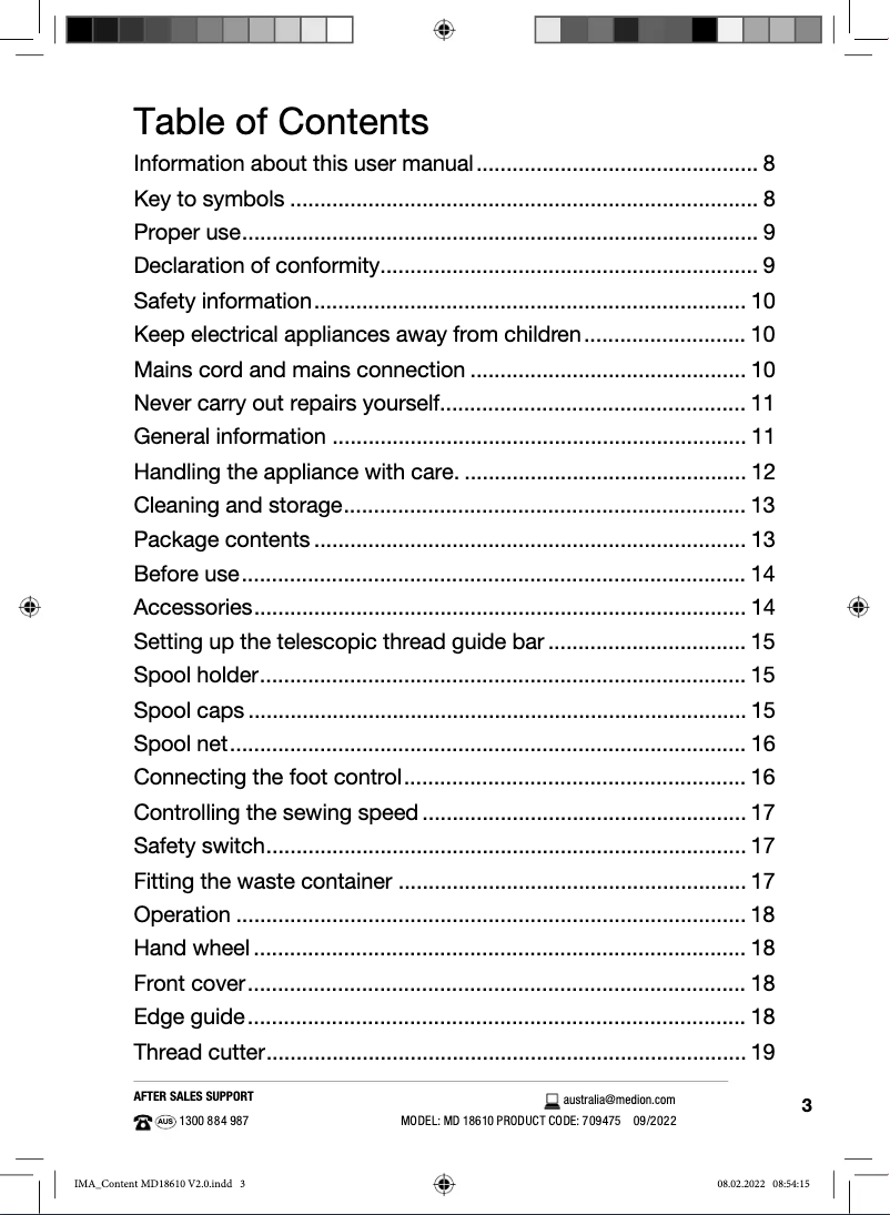 Page n°1 - Manuel utilisateur Stirling MD18610