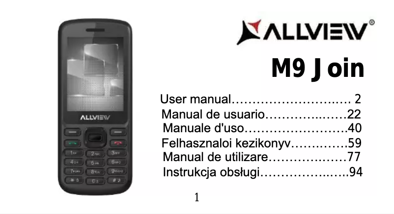Page n°1 - Manuel utilisateur Allview M9 Join