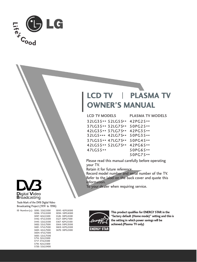 Imagen de la primera página del manual del dispositivo 37LG3500