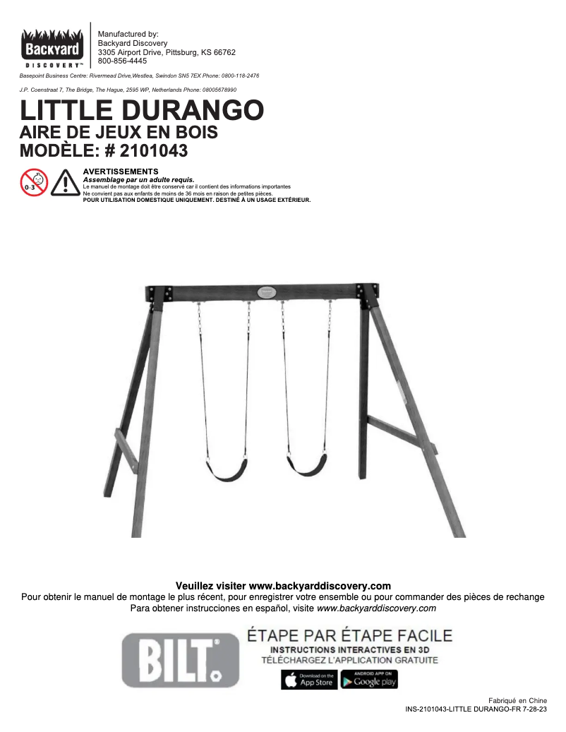 Page 1 de la notice Manuel utilisateur Backyard Discovery Little Durango