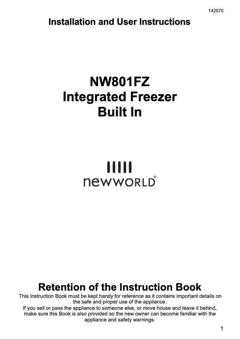 Page 1 de la notice Manuel utilisateur New World NW801FZ
