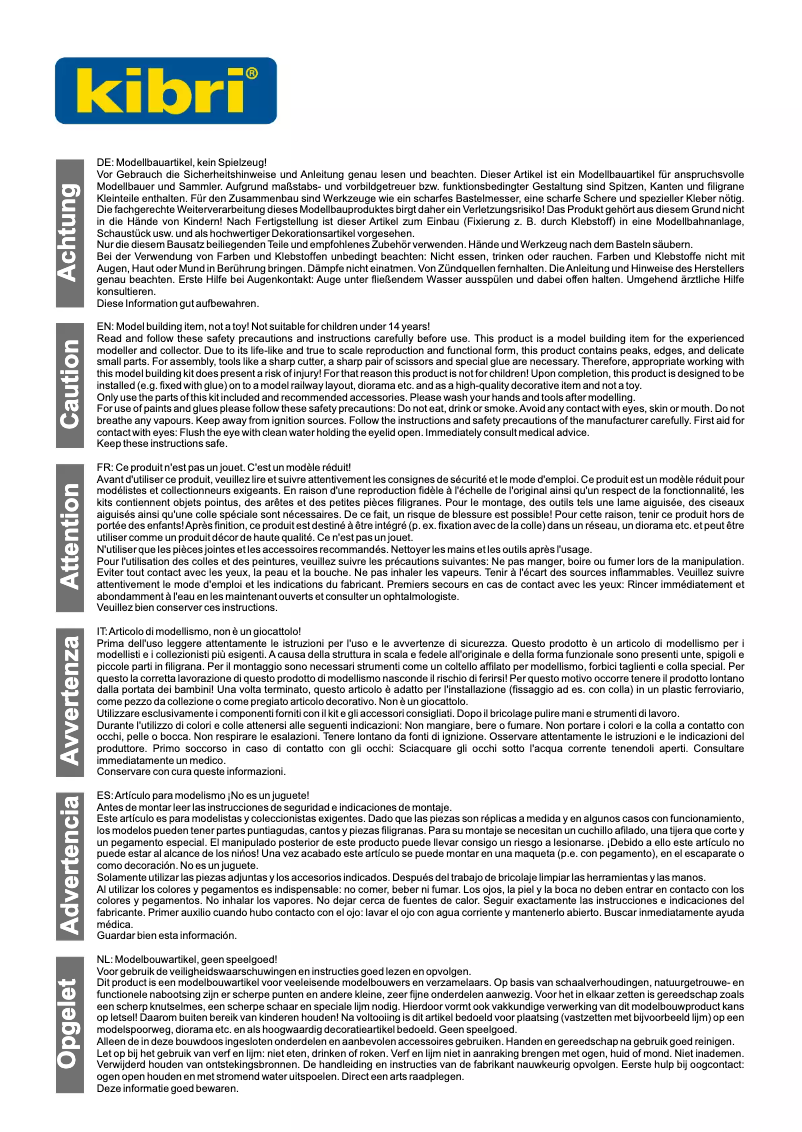 Page 1 de la notice Manuel utilisateur Kibri 39565