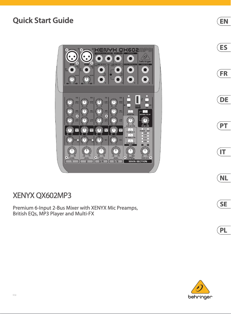Page n°1 - Guide de démarrage rapide Behringer Xenyx QX602MP3
