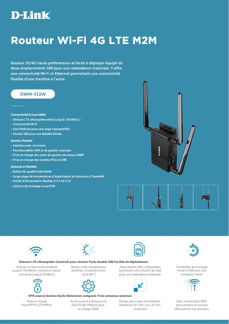 Page 1 de la notice Fiche technique D-Link DWM-312W