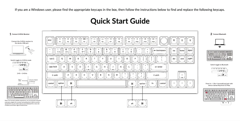 Page 1 de la notice Guide de démarrage rapide Keychron V3 Max