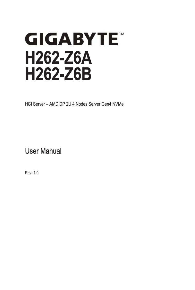 Image de la première page du manuel de l'appareil H262-Z6A
