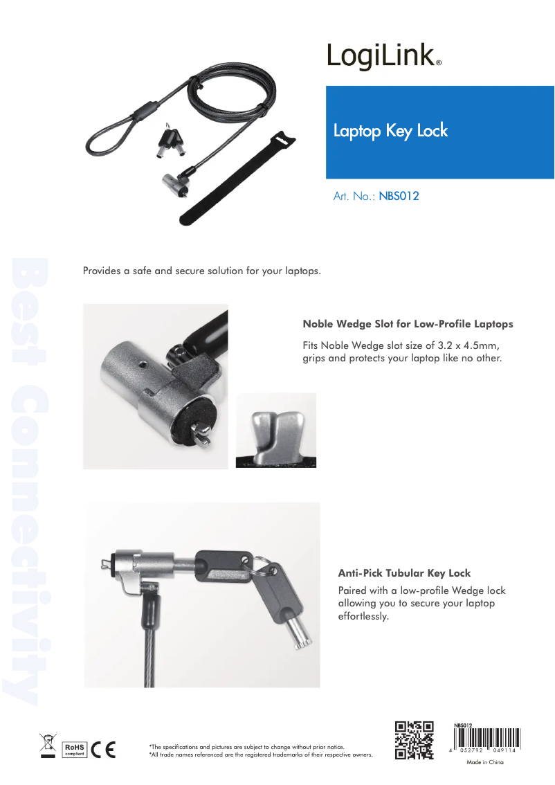 Page 1 de la notice Manuel utilisateur LogiLink NBS012