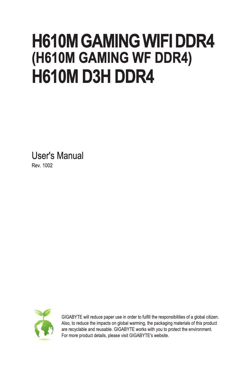 Image de la première page du manuel de l'appareil H610M D3H DDR4