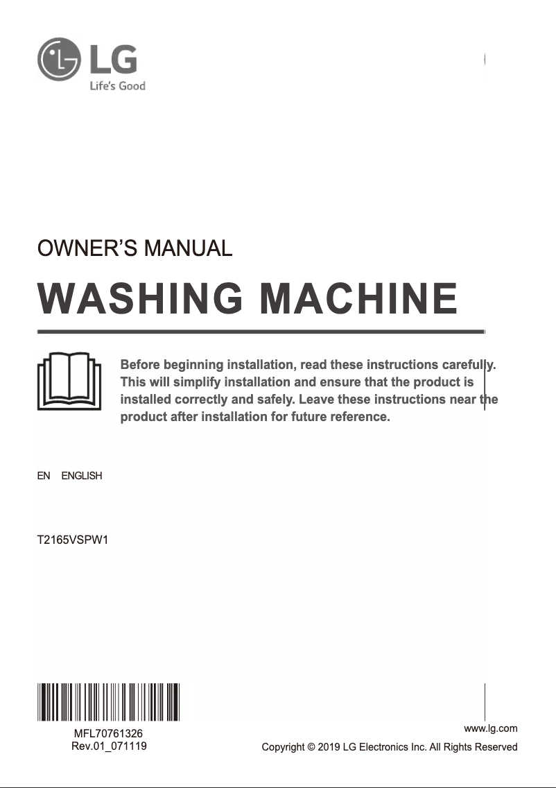 Image de la première page du manuel de l'appareil T2165VSPW1