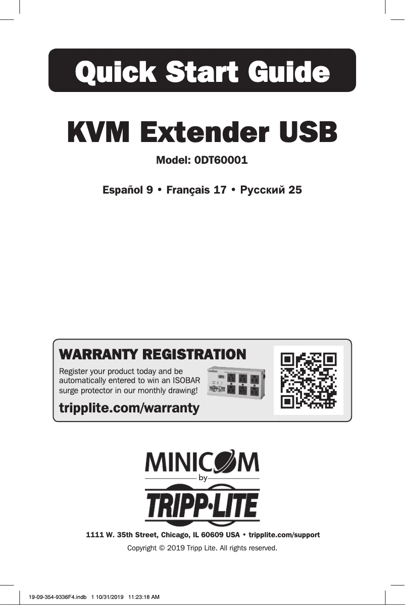 Page 1 de la notice Manuel utilisateur Tripp Lite 0DT60001