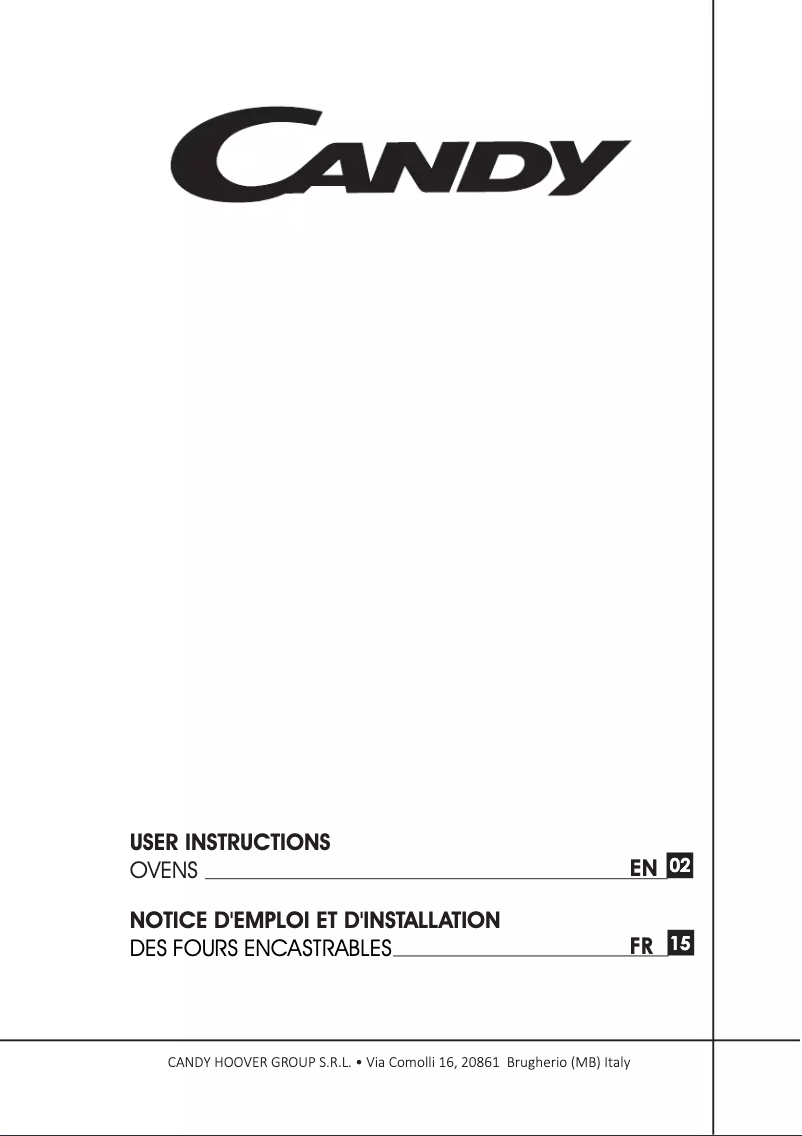Page n°1 - Manuel utilisateur Candy FCP616X/E