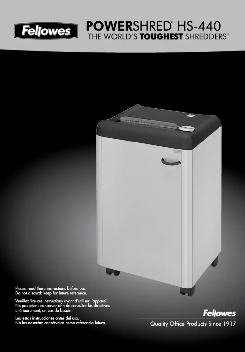 Image de la première page du manuel de l'appareil Powershred HS-440