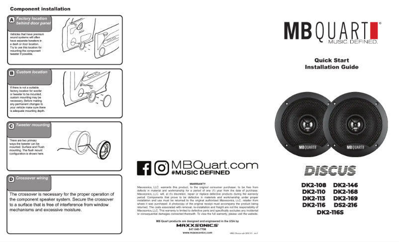 Page n°1 - Mode d'emploi MB Quart Discus DK2-116