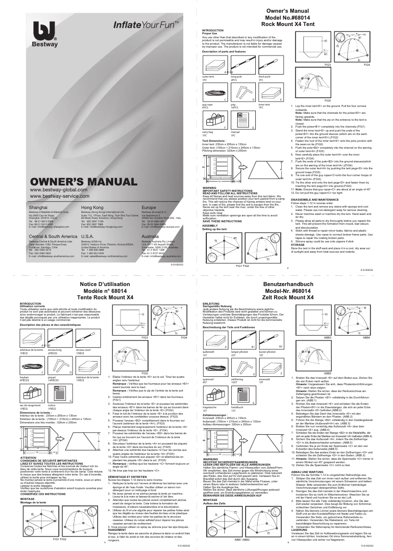 Page 1 de la notice Manuel utilisateur Bestway 68014
