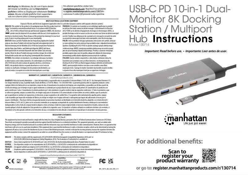Page 1 de la notice Manuel utilisateur Manhattan 130714