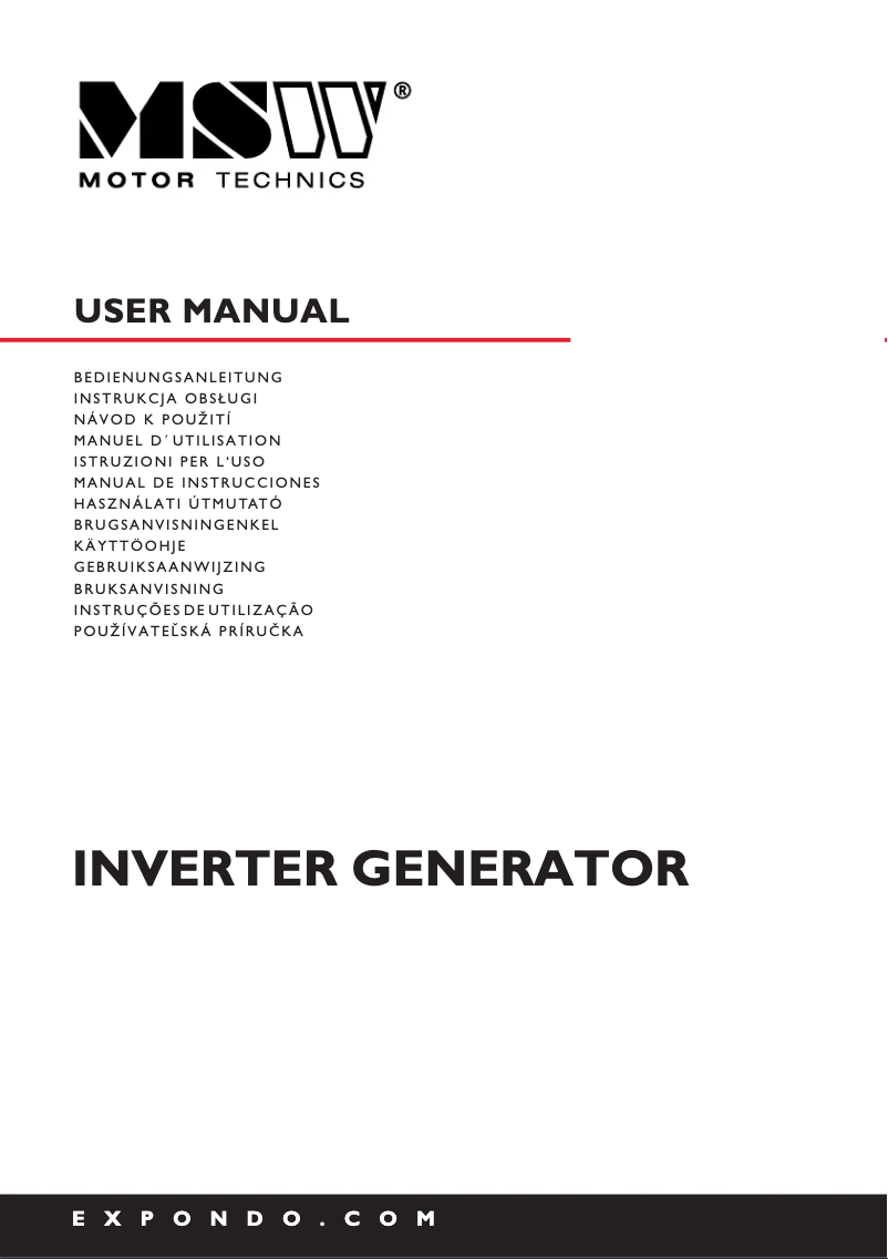 Page 1 de la notice Manuel utilisateur MSW MSW-PG-102