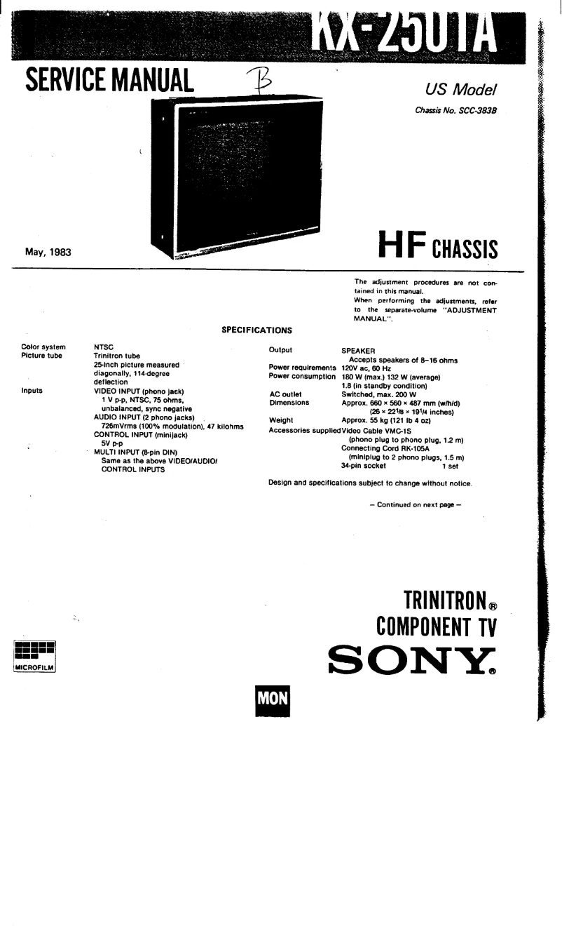 Page 1 de la notice Manuel utilisateur Sony KX-2501A