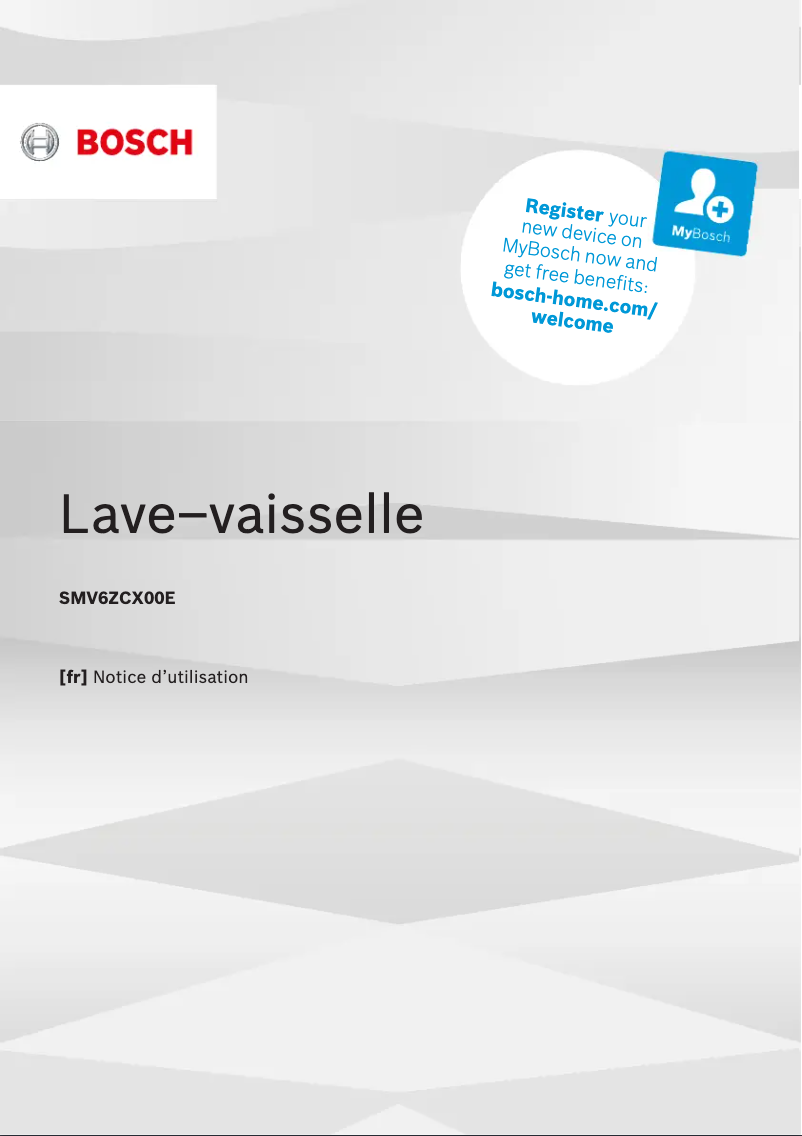 Page 1 de la notice Manuel utilisateur Bosch SMV6ZCX00E