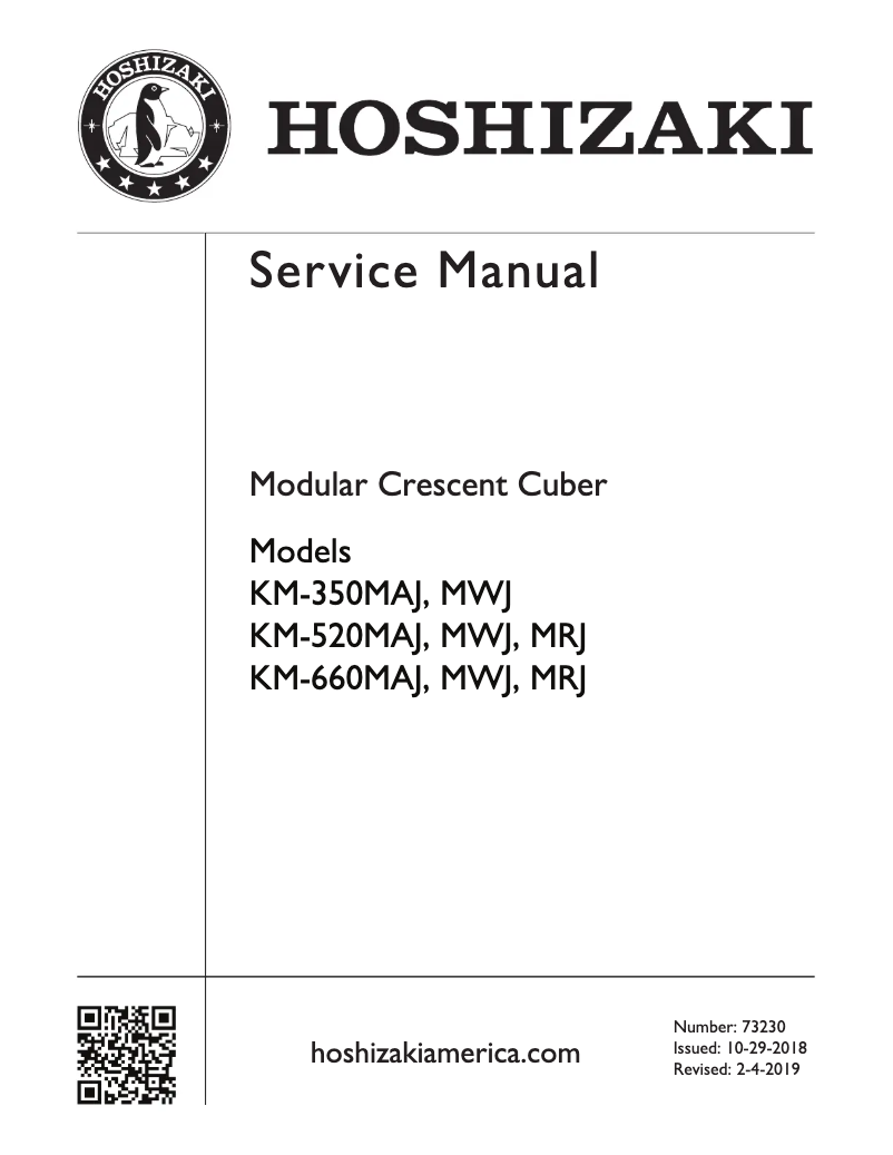 Page 1 de la notice Manuel utilisateur Hoshizaki KM-520MAJ
